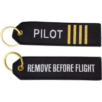 Breloc brodat Pilot 4 Trese Remove Before Flight Auriu