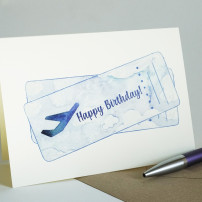 Greeting Card - Plane Ticket - Happy Birthday