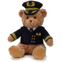 Ursulet de plus cu uniforma de pilot - 40 cm