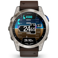 Garmin D2 Mach 1 Aviator Smartwatch cu bratara din piele maro Oxford