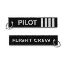 Breloc brodat Pilot (4 Trese) Flight Crew - Argintiu