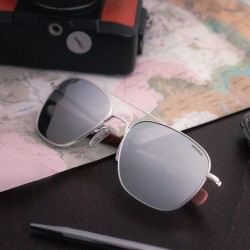 Ochelari de soare Randolph Aviator Satin Silver