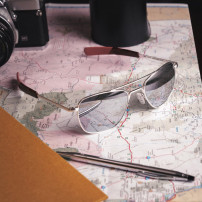 Ochelari de soare Randolph Aviator Satin Silver