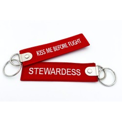 Breloc brodat Stewardess/KISS ME BEFORE FLIGHT
