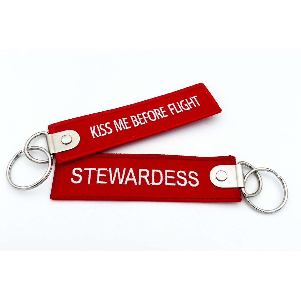 Breloc brodat Stewardess/KISS ME BEFORE FLIGHT