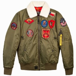 Top Gun® Official B-15 Men's Flight Bomber Jacket with Patches - NEW