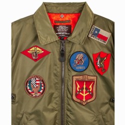 Top Gun® Official B-15 Men's Flight Bomber Jacket with Patches - NEW