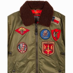 Top Gun® Official B-15 Men's Flight Bomber Jacket with Patches - NEW