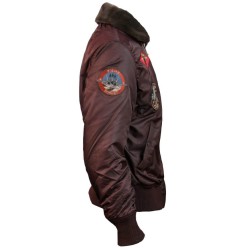 Top Gun® Official B-15 Men's Flight Bomber Jacket with Patches - Burgundy