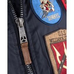 Top Gun® Official B-15 Men's Flight Bomber Jacket with Patches - Navy