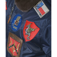 Top Gun® Official B-15 Men's Flight Bomber Jacket with Patches - Navy