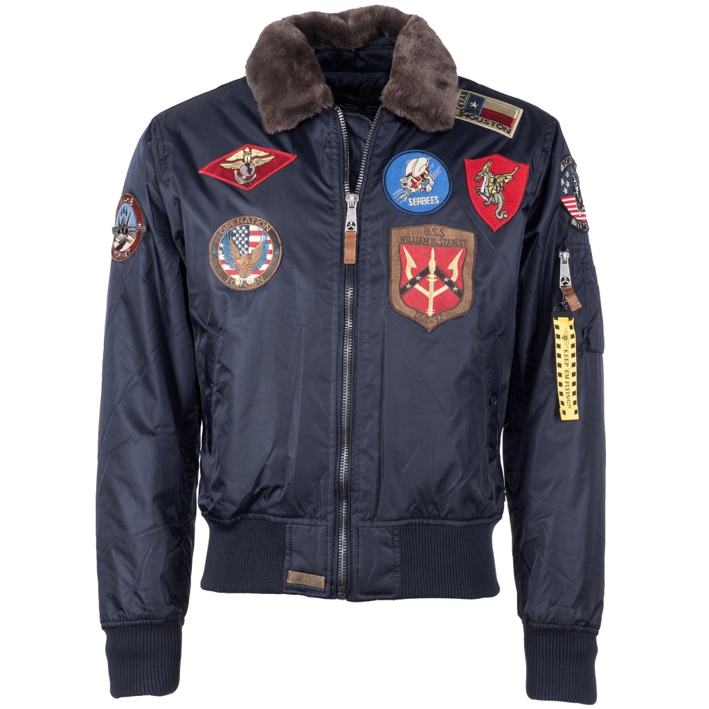 Top Gun® Official B-15 Men's Flight Bomber Jacket with Patches - Navy