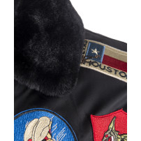 Top Gun® Official B-15 Men's Flight Bomber Jacket with Patches - Black