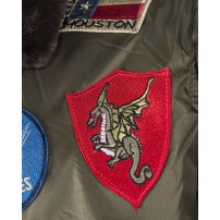 Top Gun® Official B-15 Men's Flight Bomber Jacket with Patches - Olive