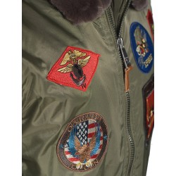 Top Gun® Official B-15 Men's Flight Bomber Jacket with Patches - Olive