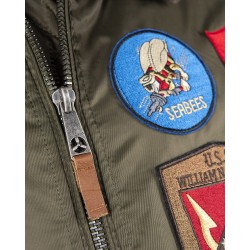 Top Gun® Official B-15 Men's Flight Bomber Jacket with Patches - Olive