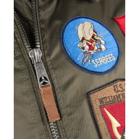 Top Gun® Official B-15 Men's Flight Bomber Jacket with Patches - Olive