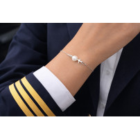 Aire The Pearl Varnasse - Bratara din argint cu perla naturala si avion