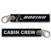 Breloc brodat  Boeing - Cabin Crew - Negru