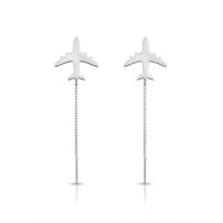 Long Aircraft Earrings Silver 925
