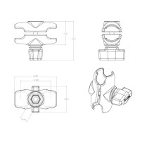 RAM Short Double Socket Arm for 1 inch Balls